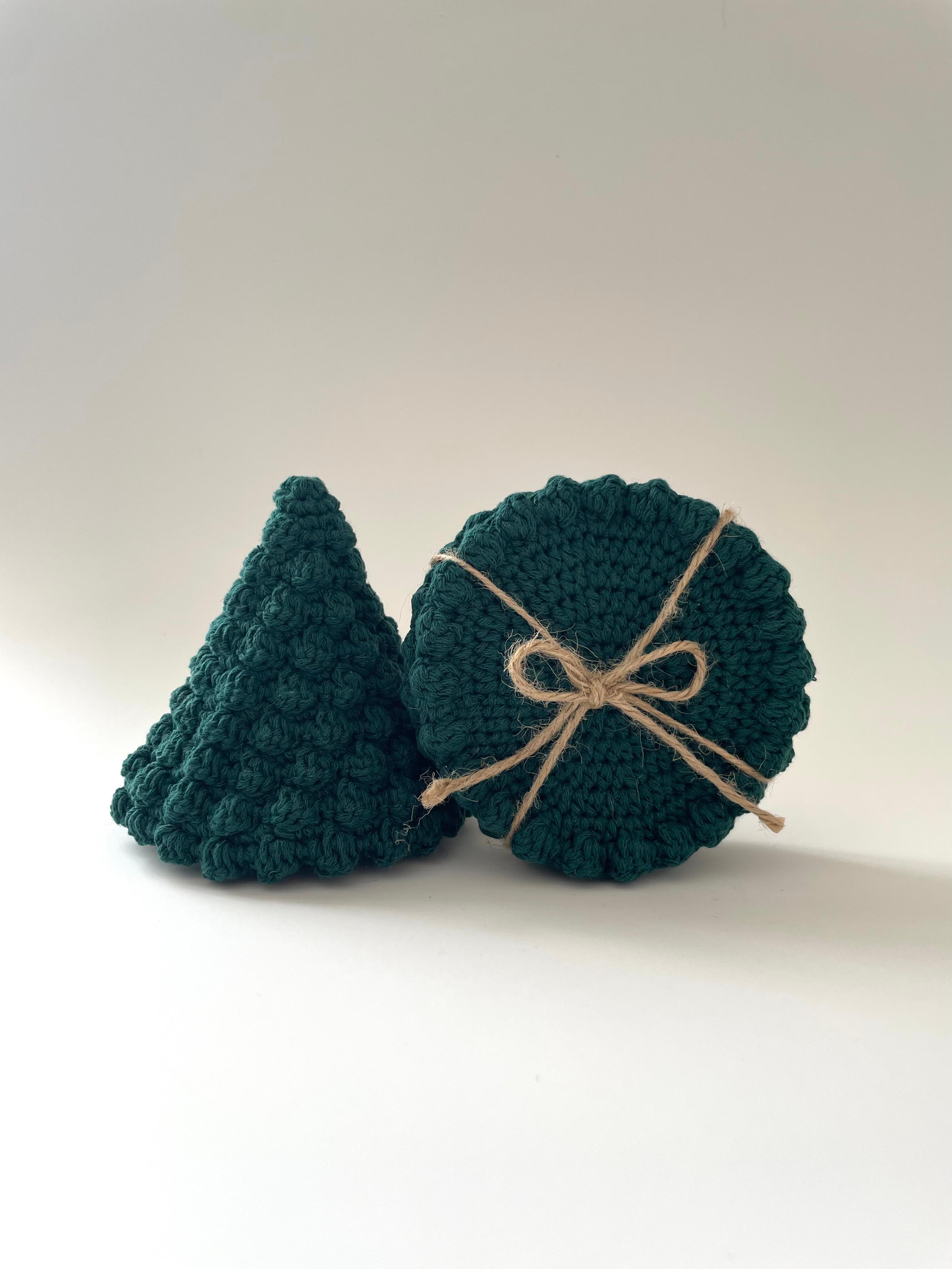 Holiday Tree Crochet Coasters (Set of 4)