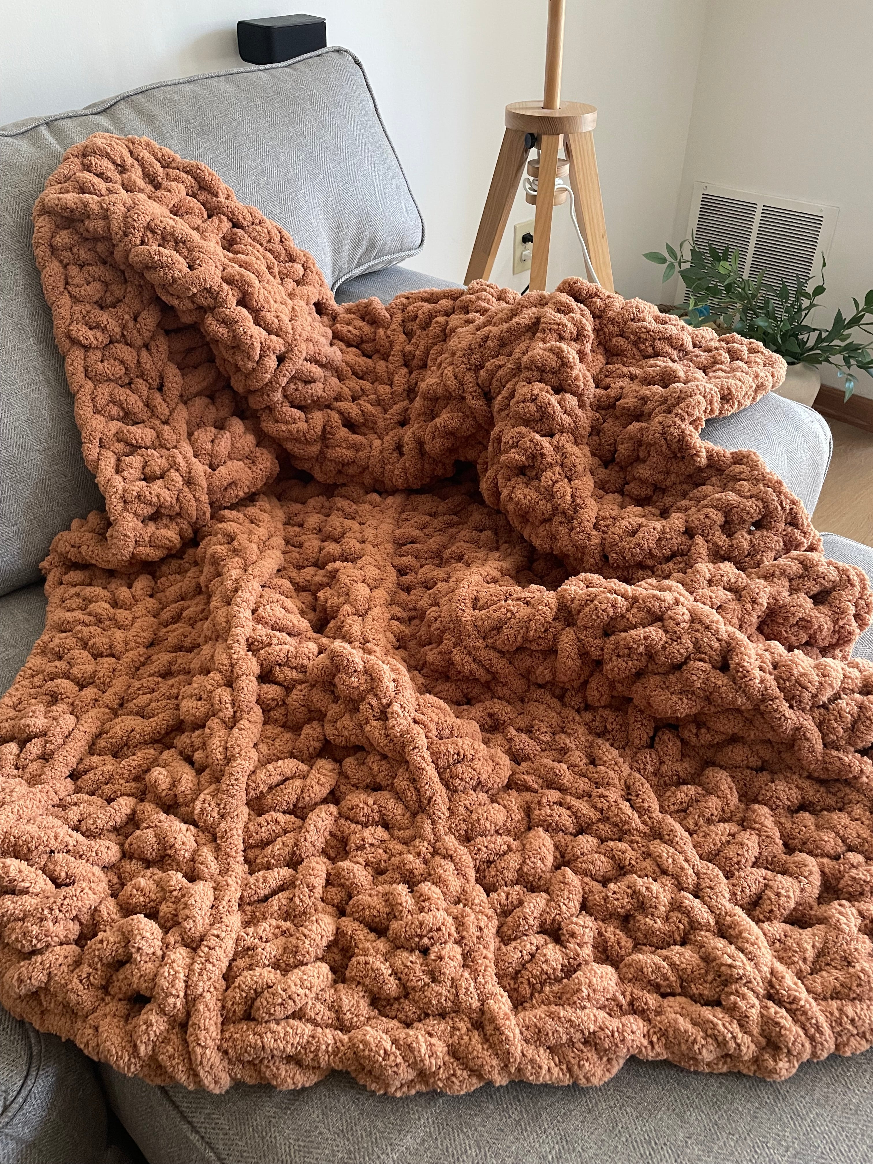 Chunky Finger-Knit Throw Blanket